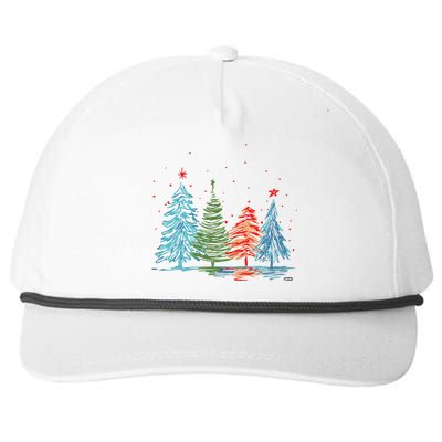 Vintage Christmas Trees Hand Drawing Christmas Trees Snapback Five-Panel Rope Hat