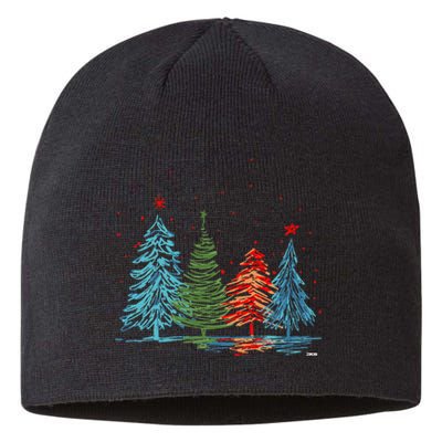 Vintage Christmas Trees Hand Drawing Christmas Trees Sustainable Beanie