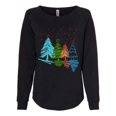 Vintage Christmas Trees Hand Drawing Christmas Trees  Womens California Wash Sweatshirt