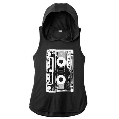 Vintage Cassette Tape Hip Hop Music 80s 90s Ladies PosiCharge Tri-Blend Wicking Draft Hoodie Tank