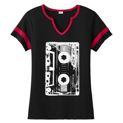 Vintage Cassette Tape Hip Hop Music 80s 90s Ladies Halftime Notch Neck Tee