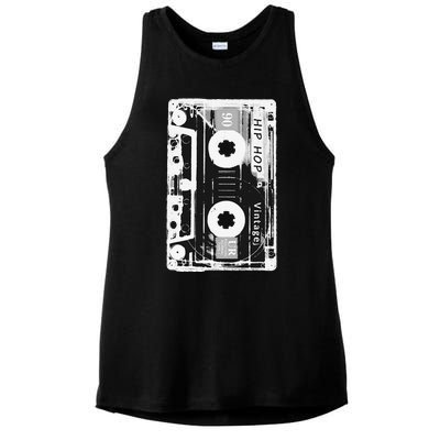 Vintage Cassette Tape Hip Hop Music 80s 90s Ladies PosiCharge Tri-Blend Wicking Tank