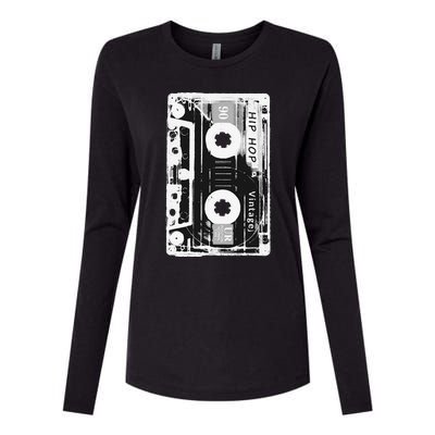 Vintage Cassette Tape Hip Hop Music 80s 90s Womens Cotton Relaxed Long Sleeve T-Shirt