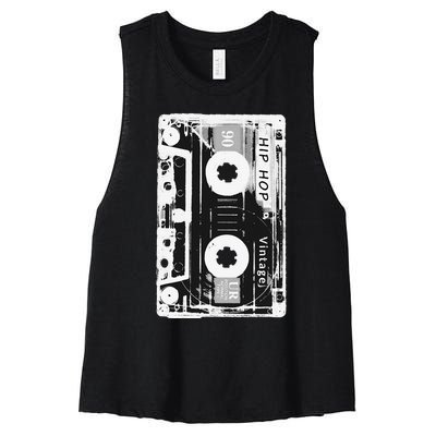 Vintage Cassette Tape Hip Hop Music 80s 90s Women's Racerback Cropped Tank