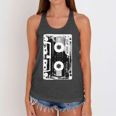 Vintage Cassette Tape Hip Hop Music 80s 90s Women's Knotted Racerback Tank