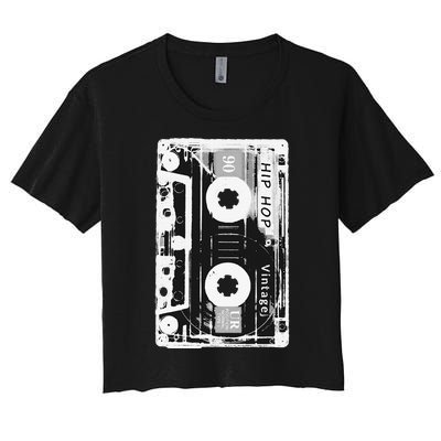 Vintage Cassette Tape Hip Hop Music 80s 90s Women's Crop Top Tee