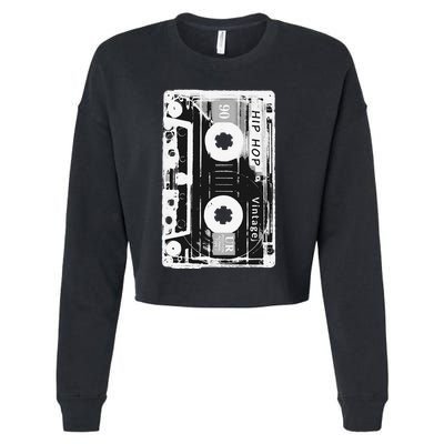 Vintage Cassette Tape Hip Hop Music 80s 90s Cropped Pullover Crew