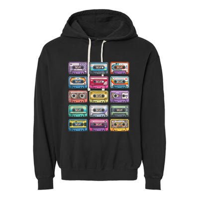 Vintage Cassette tapes Collection 80's 90's Music Mixtape Garment-Dyed Fleece Hoodie