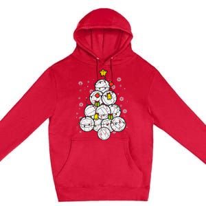 Volleyball Christmas Tree Ornament for Sports Enthusiasts Premium Pullover Hoodie