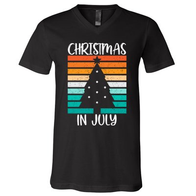 Vintage Christmas Tree Christmas In July V-Neck T-Shirt