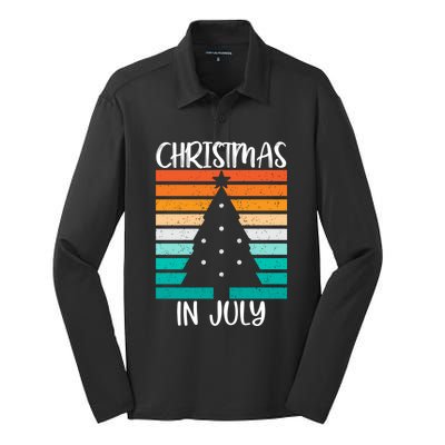 Vintage Christmas Tree Christmas In July Silk Touch Performance Long Sleeve Polo