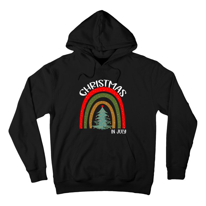 Vintage Christmas Tree Rainbow Christmas In July Hoodie