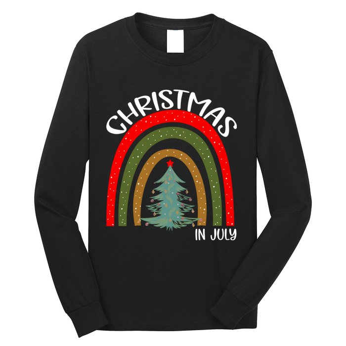 Vintage Christmas Tree Rainbow Christmas In July Long Sleeve Shirt