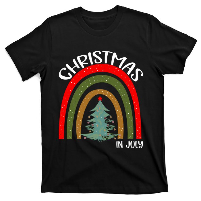 Vintage Christmas Tree Rainbow Christmas In July T-Shirt