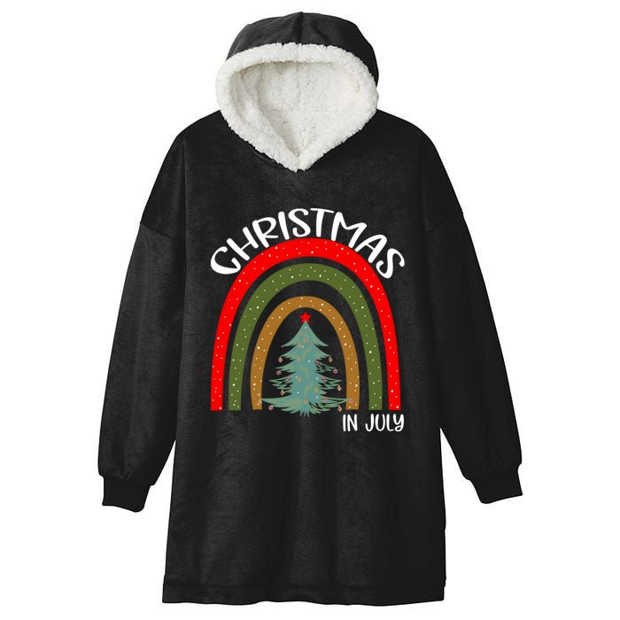 Vintage Christmas Tree Rainbow Christmas In July Hooded Wearable Blanket