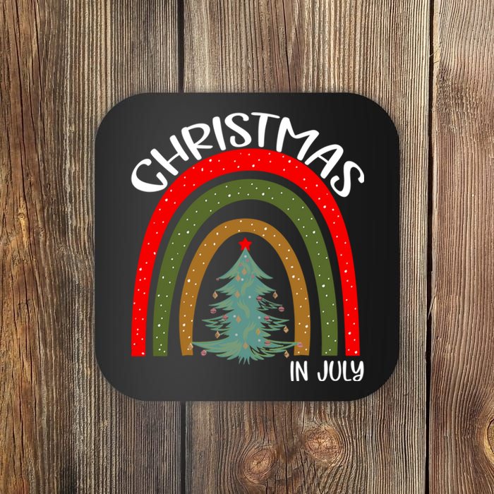 Vintage Christmas Tree Rainbow Christmas In July Coaster