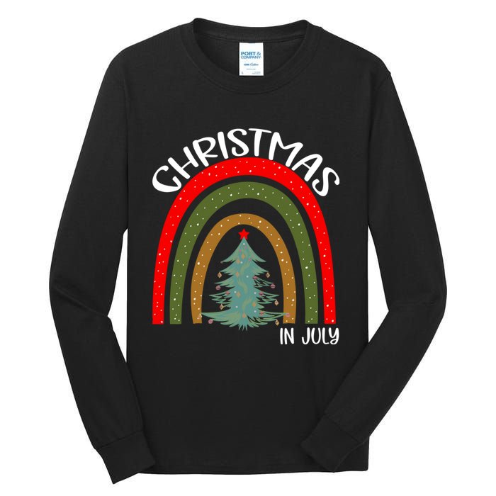 Vintage Christmas Tree Rainbow Christmas In July Tall Long Sleeve T-Shirt