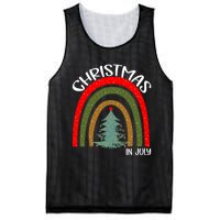 Vintage Christmas Tree Rainbow Christmas In July Mesh Reversible Basketball Jersey Tank