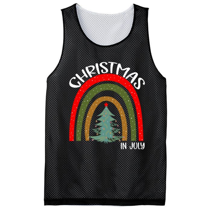 Vintage Christmas Tree Rainbow Christmas In July Mesh Reversible Basketball Jersey Tank