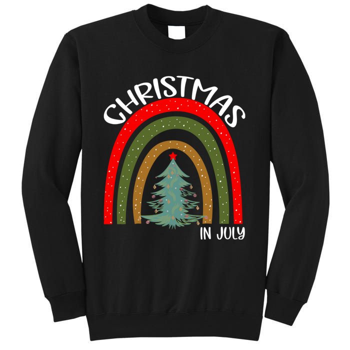 Vintage Christmas Tree Rainbow Christmas In July Tall Sweatshirt