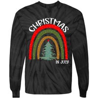 Vintage Christmas Tree Rainbow Christmas In July Tie-Dye Long Sleeve Shirt