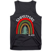 Vintage Christmas Tree Rainbow Christmas In July Tank Top