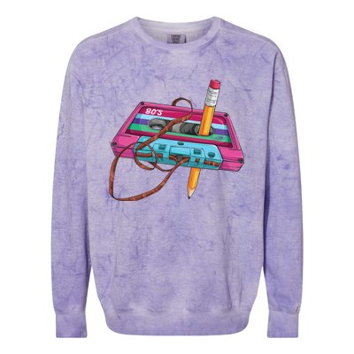 Vintage Cassette Tape Pencil 70S 80S 90S Music Mixtape Colorblast Crewneck Sweatshirt