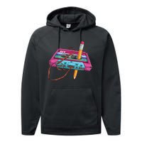 Vintage Cassette Tape Pencil 70S 80S 90S Music Mixtape Performance Fleece Hoodie