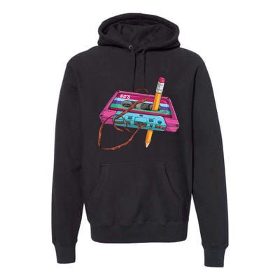 Vintage Cassette Tape Pencil 70S 80S 90S Music Mixtape Premium Hoodie