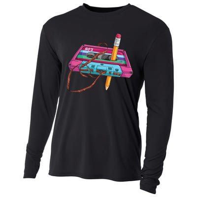 Vintage Cassette Tape Pencil 70S 80S 90S Music Mixtape Cooling Performance Long Sleeve Crew