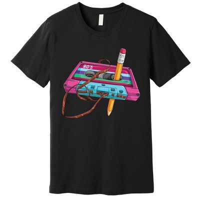 Vintage Cassette Tape Pencil 70S 80S 90S Music Mixtape Premium T-Shirt