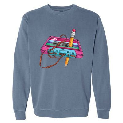 Vintage Cassette Tape Pencil 70S 80S 90S Music Mixtape Garment-Dyed Sweatshirt