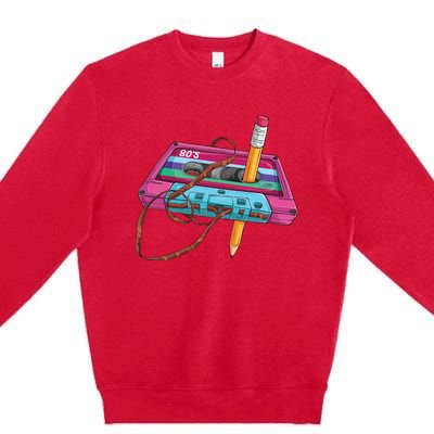 Vintage Cassette Tape Pencil 70S 80S 90S Music Mixtape Premium Crewneck Sweatshirt