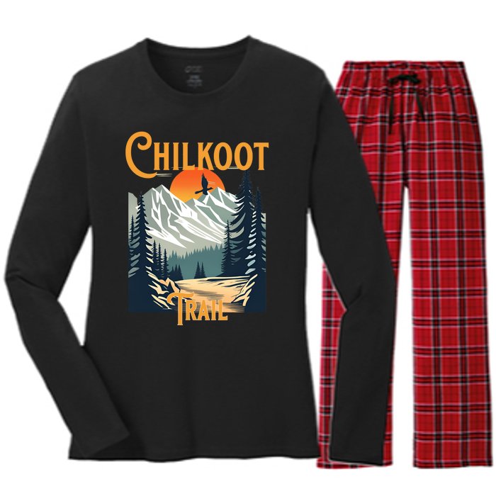 Vintage Chilkoot Trail Souvenir Hiking Women's Long Sleeve Flannel Pajama Set 