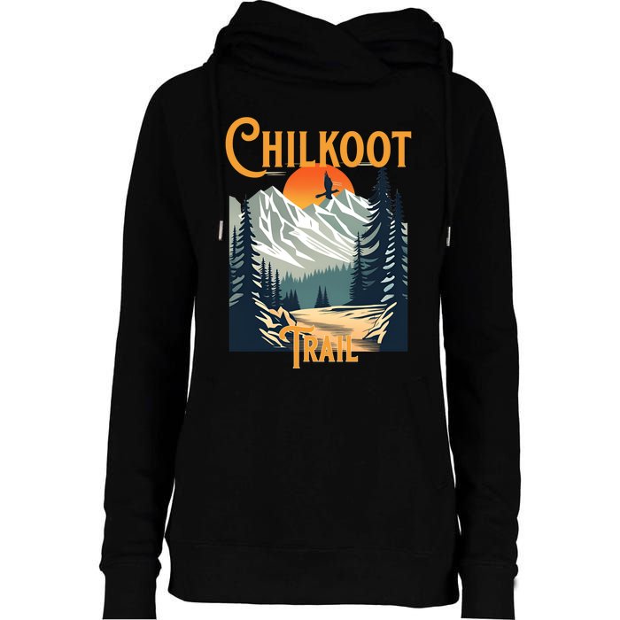 Vintage Chilkoot Trail Souvenir Hiking Womens Funnel Neck Pullover Hood