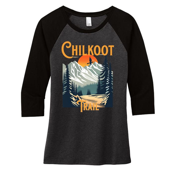 Vintage Chilkoot Trail Souvenir Hiking Women's Tri-Blend 3/4-Sleeve Raglan Shirt