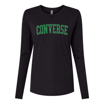 Vintage C.O.N.V.E.R.S.E Tx Distressed Green Womens Cotton Relaxed Long Sleeve T-Shirt