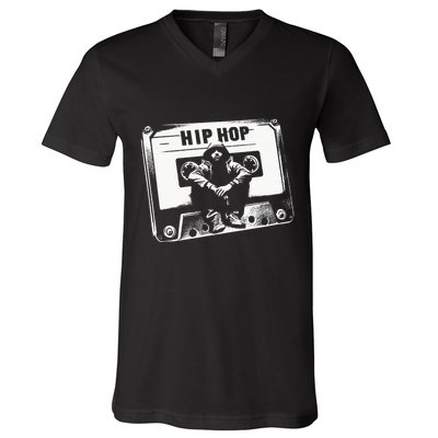 Vintage Cassette Tape Hip Hop Music 80s 90s Retro V-Neck T-Shirt