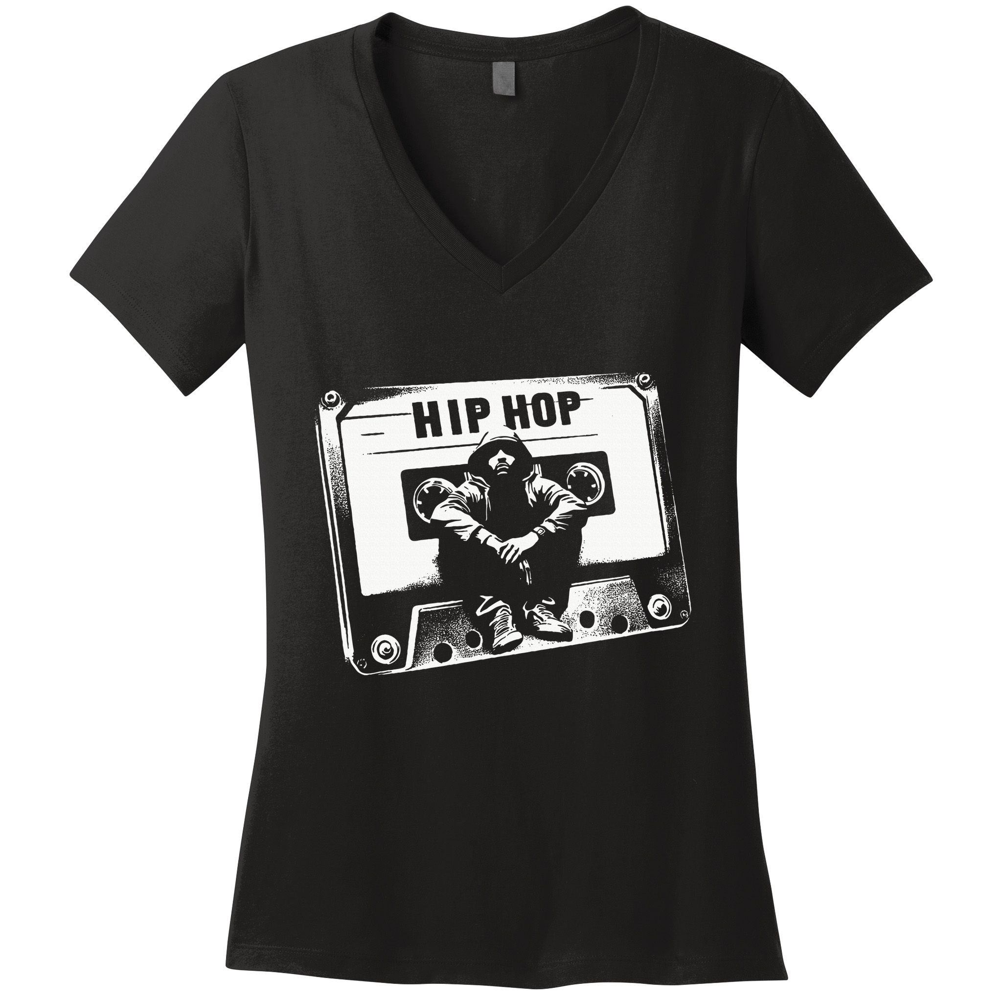 Vintage Cassette Tape Hip Hop Music 80s 90s Retro Women's V-Neck T-Shirt