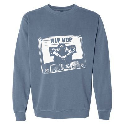 Vintage Cassette Tape Hip Hop Music 80s 90s Retro Garment-Dyed Sweatshirt