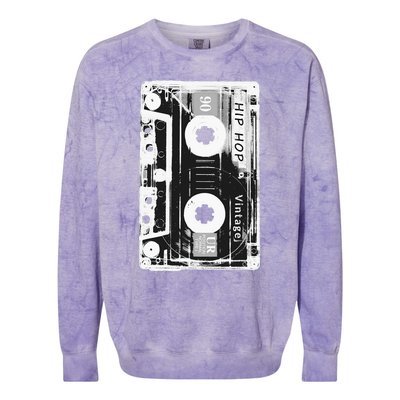 Vintage Cassette Tape Hip Hop Music 80s 90s Retro Distressed Colorblast Crewneck Sweatshirt