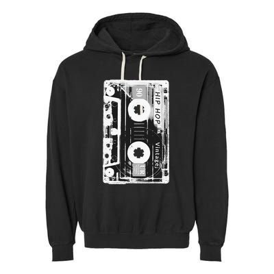 Vintage Cassette Tape Hip Hop Music 80s 90s Retro Distressed Garment-Dyed Fleece Hoodie