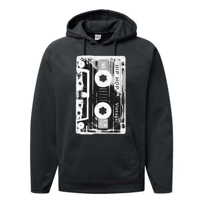 Vintage Cassette Tape Hip Hop Music 80s 90s Retro Distressed Performance Fleece Hoodie