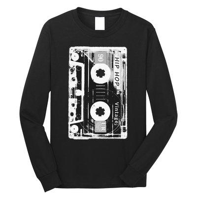 Vintage Cassette Tape Hip Hop Music 80s 90s Retro Distressed Long Sleeve Shirt