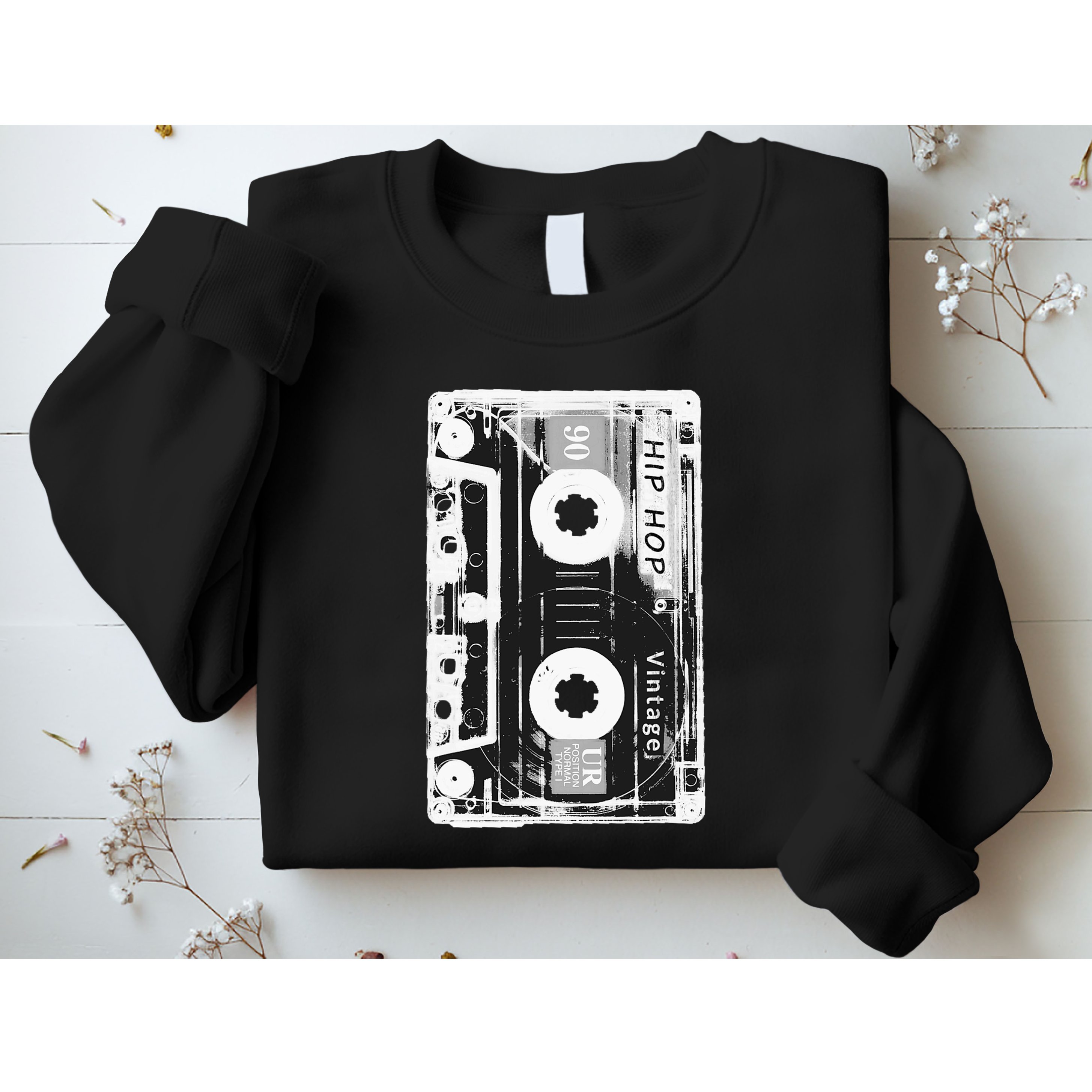 Vintage Cassette Tape Hip Hop Music 80s 90s Retro Distressed Sweatshirt