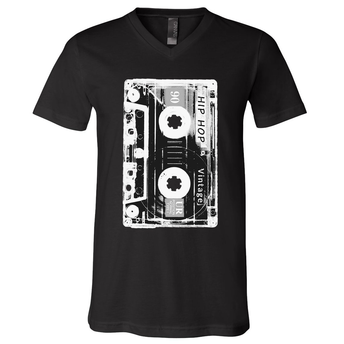 Vintage Cassette Tape Hip Hop Music 80s 90s Retro Distressed V-Neck T-Shirt