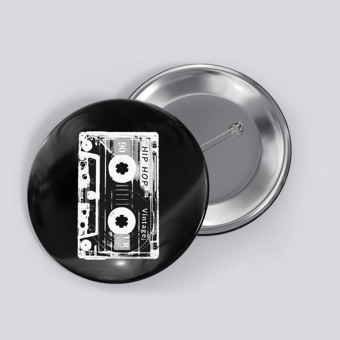 Vintage Cassette Tape Hip Hop Music 80s 90s Retro Distressed Button