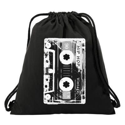 Vintage Cassette Tape Hip Hop Music 80s 90s Retro Distressed Drawstring Bag