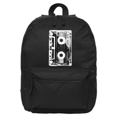 Vintage Cassette Tape Hip Hop Music 80s 90s Retro Distressed 16 in Basic Backpack