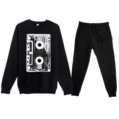 Vintage Cassette Tape Hip Hop Music 80s 90s Retro Distressed Premium Crewneck Sweatsuit Set